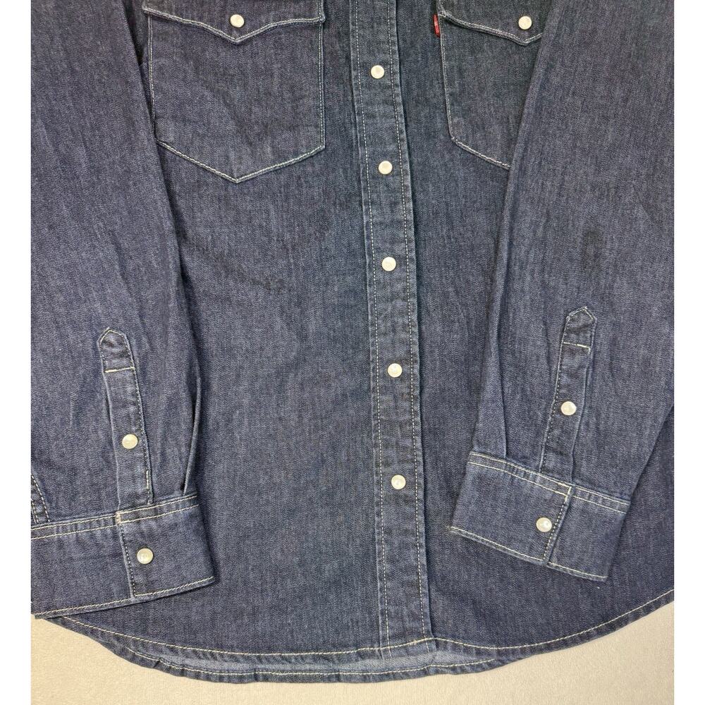 Levi's Women's XL Long Sleeve Denim Pearl Snap Shirt Western Cowgirl Rodeo - Picture 4 of 6